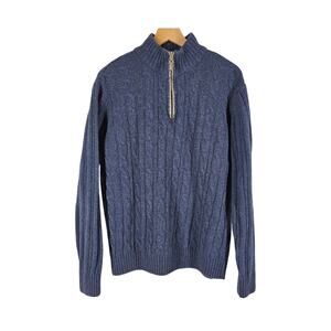 DANIELE BLASI MEN'S BLUE 1/4 ZIP SWEATER LUXURIOUS WOOL BLEND SIZE LARGE ITALY